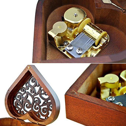 Caja Musical De Cuerda De Madera Grabada Antigua, Caja ...