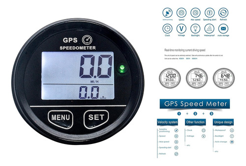 Gps Odómetro Velocímetro 60 Mm Diámetro Medidor De Batería D