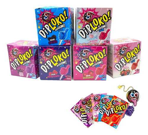 Pirulito Diploko 15 Un. 11g - 6 Sabores Explosivos