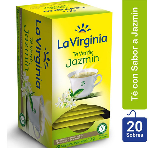 La Virginia Te Verde Con Sabor A Jazmin X 20 Saquitos