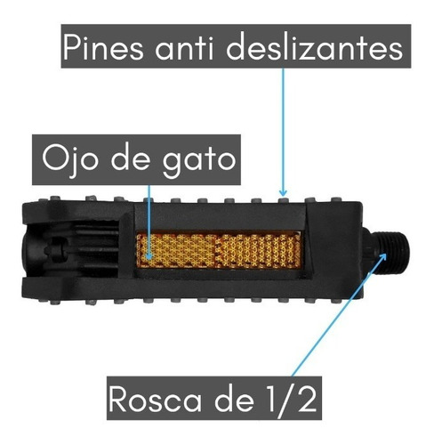 Imagen 2 de 6 de Pedal Bicicleta Playera 1/2 Plastico Bicolor Reforzado
