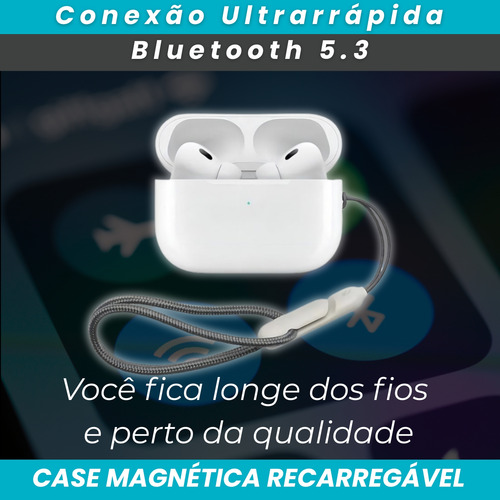 Fone Tws Kimaster 5.3 Branco Sem Fio Com Case Magnético