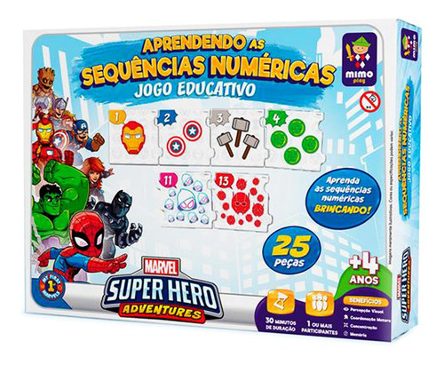 Jogo Educativo Sequências Numéricas Marvel 25pçs 2041 Mimo