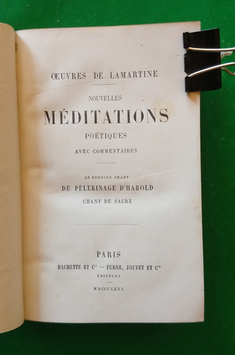 Nouvelles Méditations Poétiques . Oeuvres De Lamartine