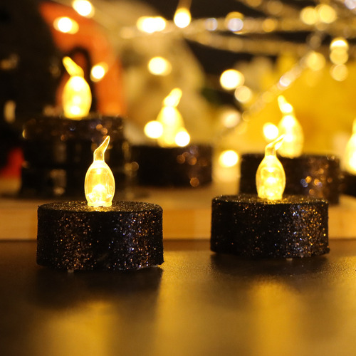48 Velas Brillantes Con Decoración Navideña Roja Y Verde