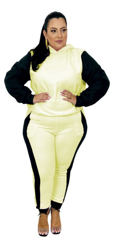 Conjunto Soft Plus Size Jaqueta Calça Pijama Moletom Frio Gg