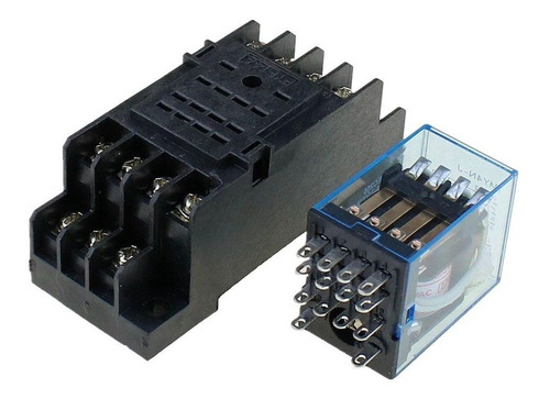 Relé 220v Transparente, 4no + 4nc, 8a, Incluye Base