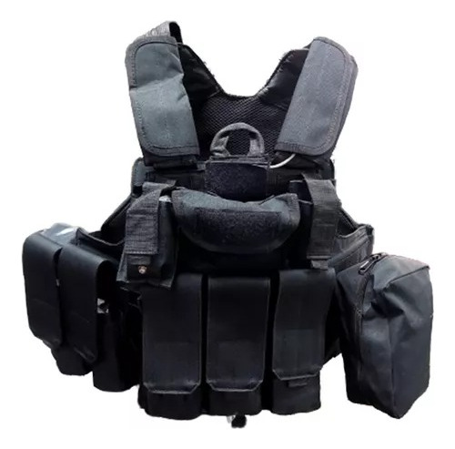 Imagen 4 de 5 de Chaleco Tactico Ciras Negro Airsoft Militar Policial