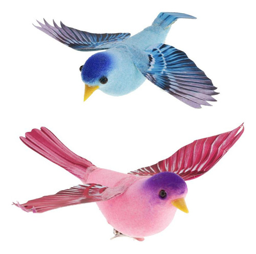 2 Piezas De Aves De Plumas De Espuma Artificial Para Adornos