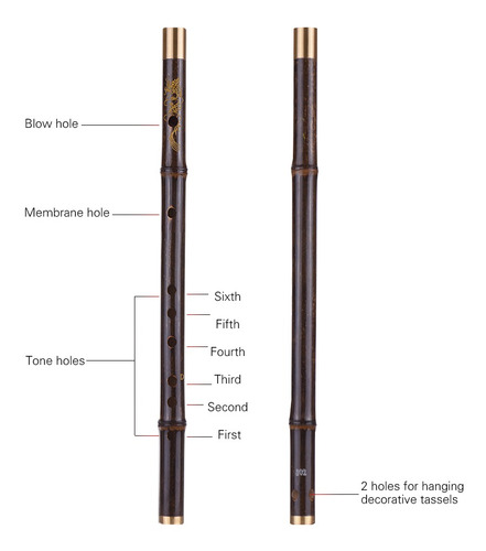 Profissional Preto Bambu Dizi Flauta Tradicional Artesanal