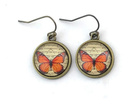 Aretes De Mariposa Monarca Regalo Mujeres Joyería Vint...