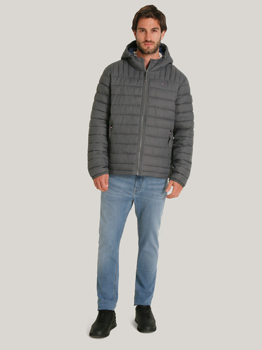 Parka Weight Quilted Colorblock Gris Tommy Hilfiger
