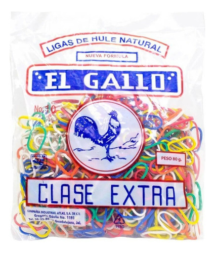 Ligas De Hule De Colores #10 Gallo Paquete Con 80 Gr Color Surtidos
