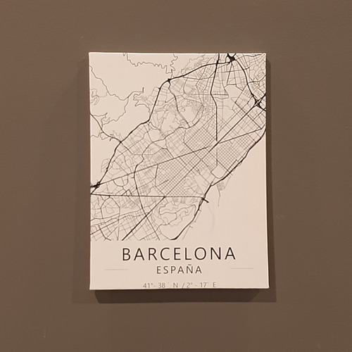 Imagen 1 de 4 de Cuadro Moderno -  40x50cm Ciudades Mapa