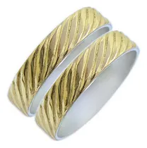 Comprar Par Alianzas Labradas Plata 925 Oro 18k Compromiso + Grabado