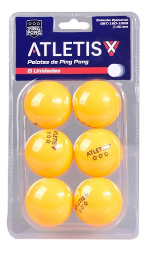 Set De 6 Pelotas De Ping Pong 3 Estrellas Naranjo