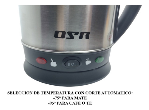 Imagen 2 de 10 de Pava Jarra Electrica Acero Inoxidable Corte Mate Cafe Te