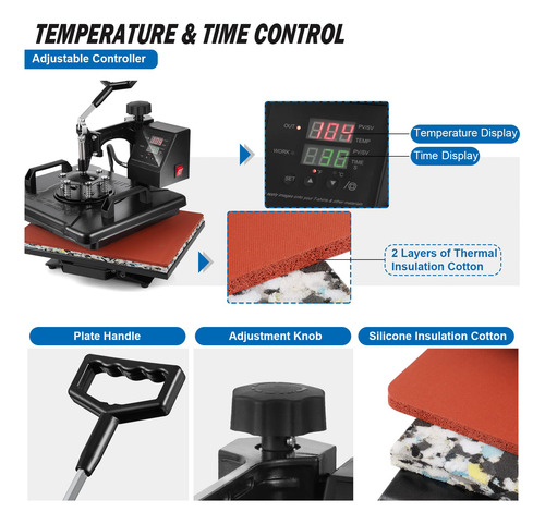 Máquina De Prensa De Calor 5 En 1 Para Sublimación 30 X 38 C