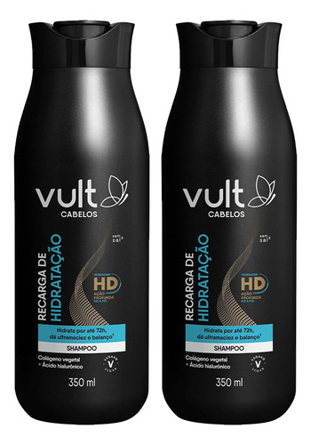 Kit 2 Shampoo Hidratante Recarga De Hidratação Cabelos Vult