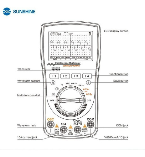 Multímetro De Osciloscopio 2 En 1 Sunshine 40mhz