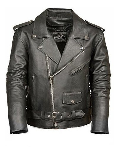 Chaqueta Motociclista Cuero Vacuno Negro (talla 5x)