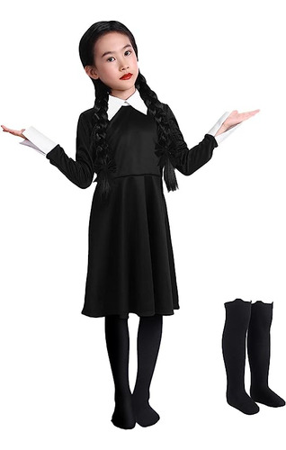 Disfraz Miercoles Para Niñas Disfraz Addams Vestido Cosplay