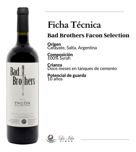 Imagen 2 de 10 de Vino Bad Brothers Facon Selection Syrah 750ml.