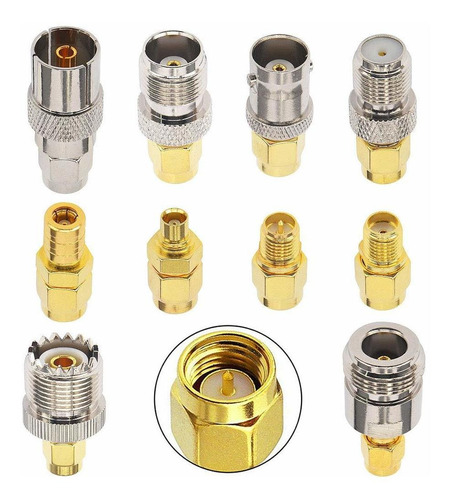 Juego 10 Conector Sma Dama Rf Coaxial Uhf Bnc Mcx Tv Smb