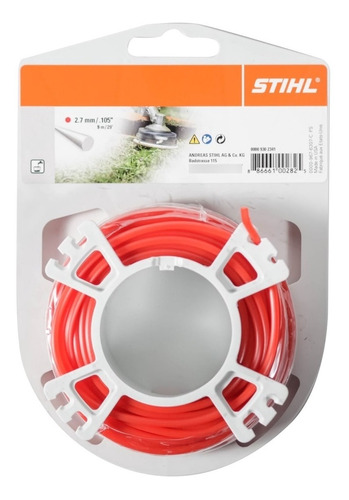 Hilo Desbrozadora Stihl 2.7mm 9m Rojo Blíster 2pza