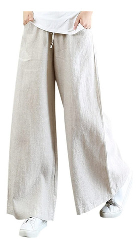 Pantalones De Verano Lino De Cintura Alta Algodón Para Mujer