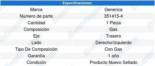 Amortiguador Gas Traseros Izquierdos/derechos Volkswagen Tou