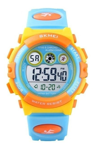 Reloj Skmei 1451 Niños Digital Sumergible Amarillo Y Celeste