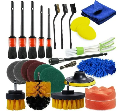 Conjunto De Escovas Para Limpeza De Carro Excelente (kit 27)