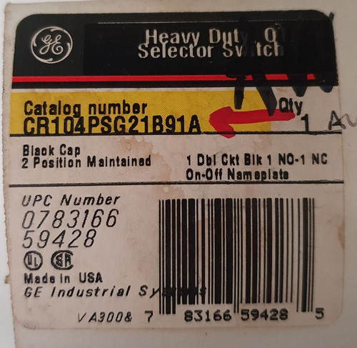 Imagen 6 de 6 de Botón Ge Interruptor Selector No Iluminado Cr104psg21b91a