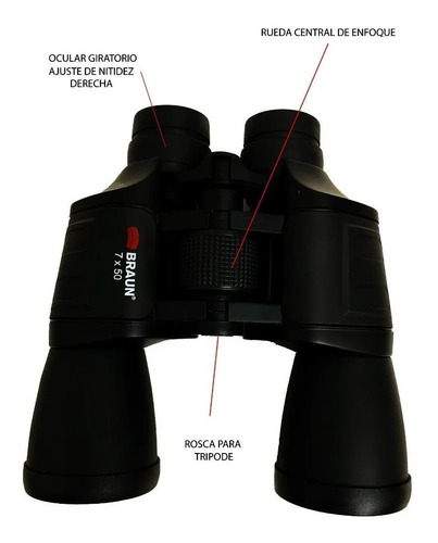 Imagen 4 de 8 de Binocular Braun Germany 7x50 Ultralit Porro Bk7 Con Funda