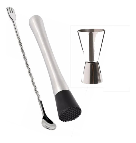 Set 3 Pcs Barman Cocteleria Bartender Profesional Acero Inox