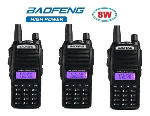 8w 3 (tres) Radio Baofeng Uv-82 Hp Vhf/uhf Bi Banda