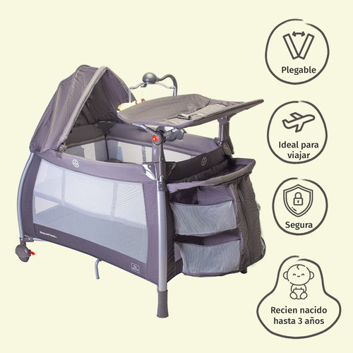 Cuna Corral Para Bebé Aeiou C96-a Con Colchón Memory Foam