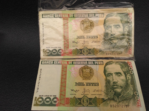 Makuka: Antiguo Billete Peru 1000 Intis Al Azhar Bol25 Mnn