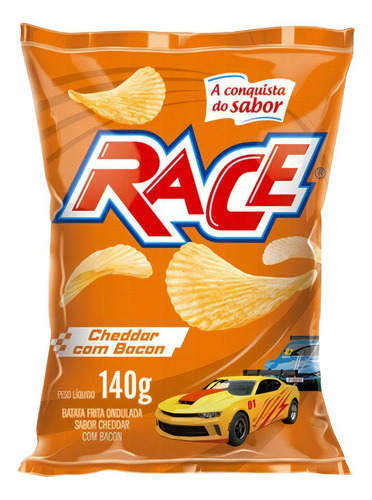 Batata Frita Chips Ondulada Race Cheddar Com Bacon 140g