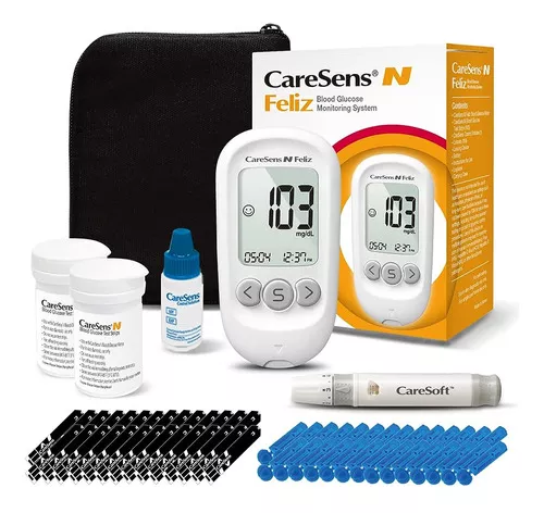 CareSens Sistema de monitoreo de glucosa en sangre N Feliz - Solo medidor -  1 medidor de glucosa en sangre para diabetes, 1 guía de usuario, 1 guía de