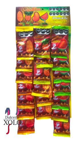 Paleta Caramelo Macizo Con Chile En Polvo Las Chilosas 20pzs