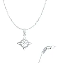 Comprar Joyaris Dije Collar Amuleto Nudo De Bruja Celta Con Zirconias Para Mujer Con Cadena Fígaro 3x1 Barbada Cubana 50 Cm Producto Elaborado Con Plata Sólida Ley 925