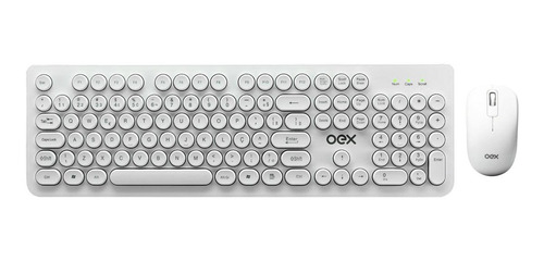 Imagem 1 de 4 de Kit de teclado e mouse sem fio OEX TM410 Português Brasil de cor branco