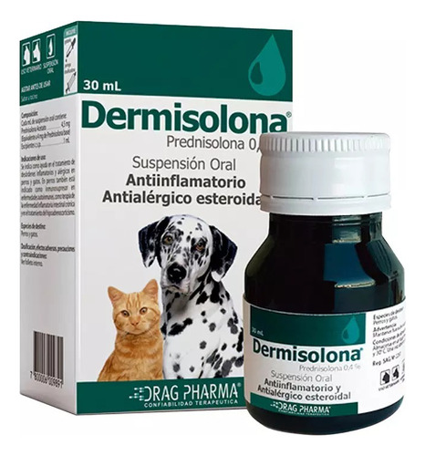 Antiinflamatorio Mascota Gato Dermisolana Antialergico 20mg