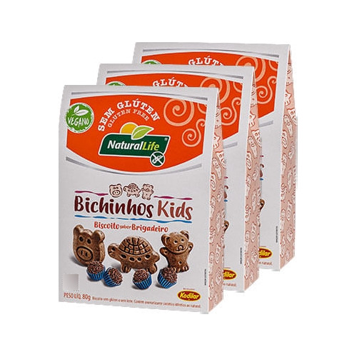 Bichinhos Kids Brigadeiro Sem Glúten Natural Life 3un De 80g
