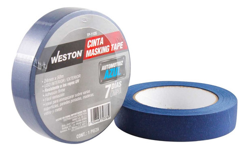 6 Cintas Masking Tape Azul 7 Días 24mm X 50m Marca Weston