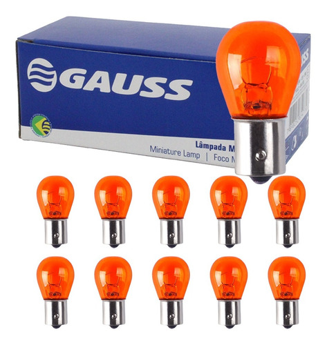 Kit 10 Lampadas De Seta 1 Polo Py21w 12v Âmbar Gauss Gl1141a