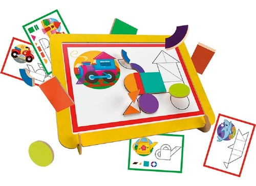 Tangram Magnético Desenhos Infantis Quebra Cabeça 3d Madeira