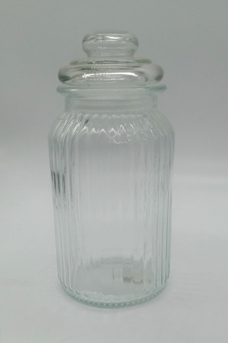 Imagen 2 de 3 de Frasco De Vidrio Acanalado Estilo Vintage 23x10 Cm